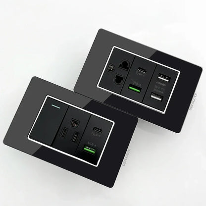 American Thai Standard USB Type-C 20W Fast Charging Power Outlet,Mexico with Smart usb c 3A Socket Wall Electric Light Switch - Urbizia