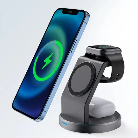 3 In 1 Wireless Charger Stand Mobile phone Holder For iPhone 16 15 14 13 Pro Max iWatch AirPods Fast Charging Station - Urbizia