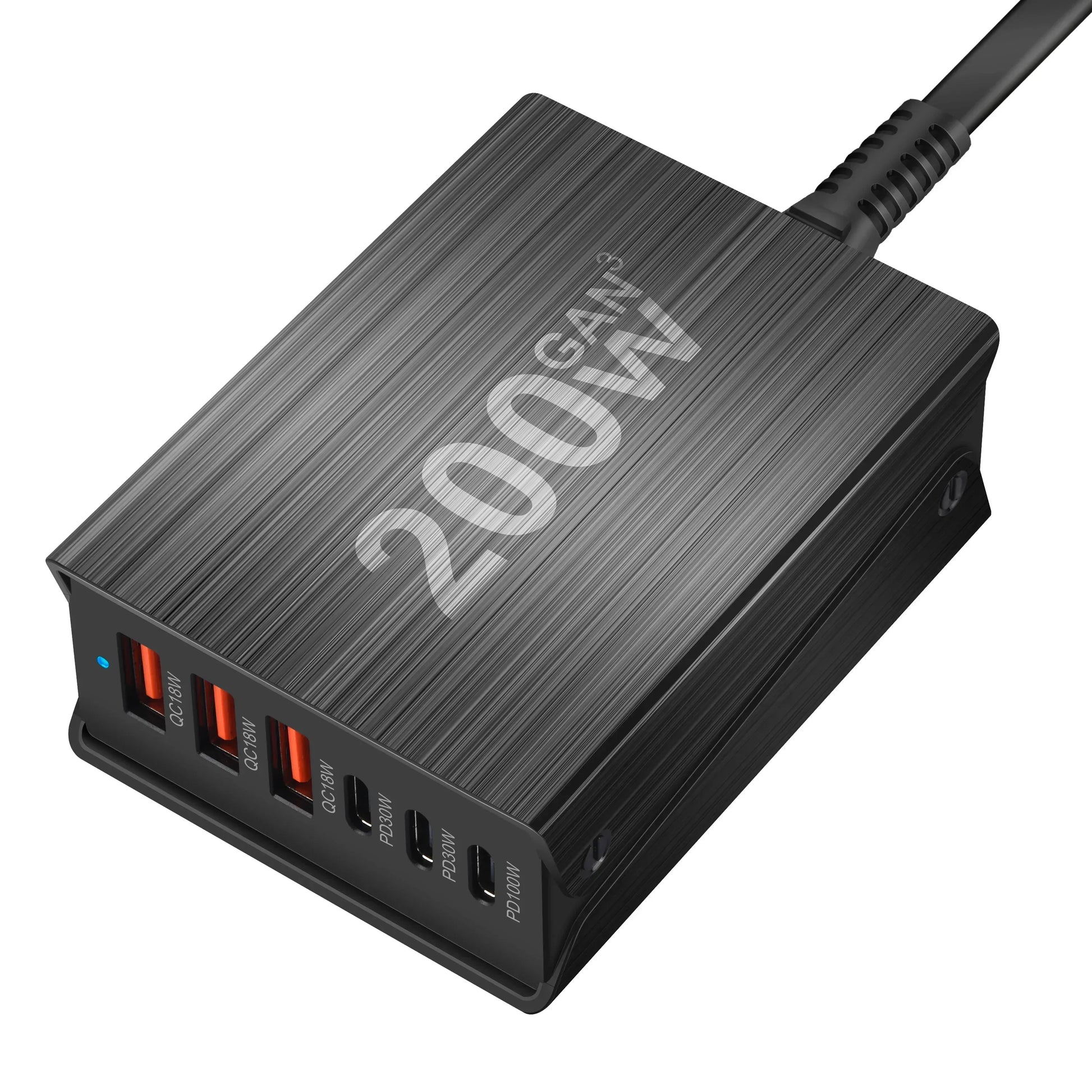 USB-C Fast Charning 200W 6-Port Charging Station Hub PD Charger for Phones and Tablets, Portable Design - Urbizia