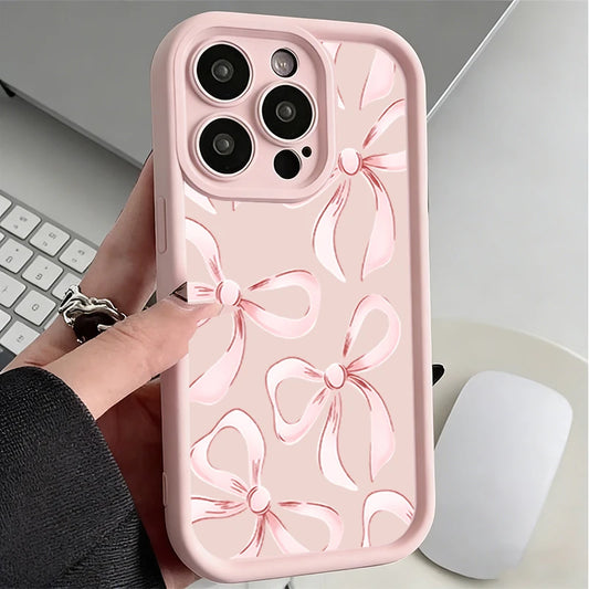 Pink Ribbon Bow iPhone Case — Soft TPU Shockproof Cover