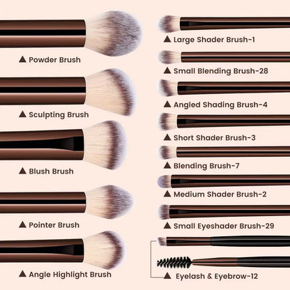 13PCS Makeup Brush Set Foundation Concealer Powder Eyeshadow Blush Brush Kabuki Blending Cosmetic Beauty Tool for Face