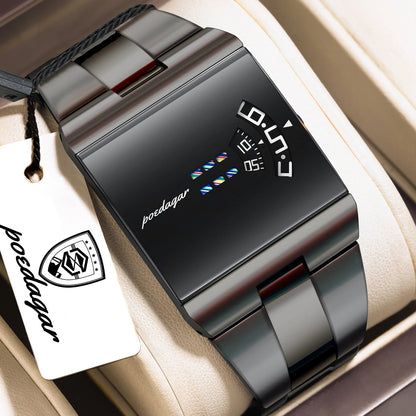 POEDAGAR Top Rectangle Original Men Watch Waterproof Fashion Man Wristwatch Stainless Steel Quartz Sport Men's Watches+Box Reloj