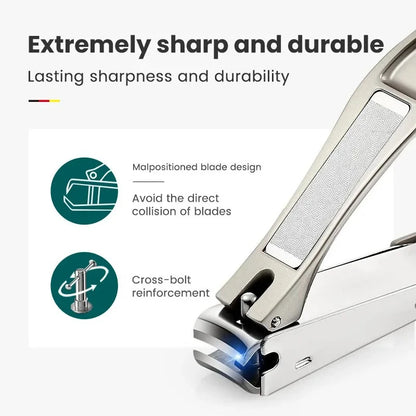 Anti Splash Nail Clippers Stainless Steel Fingernail Cutter Manicure Tools with Ergonomic Handle for Home Travel Use