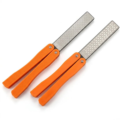 Portable Folding Pocket Knife Sharpener, Double Sided Diamond Sharpening Stone, Outdoor Use, 1Pc