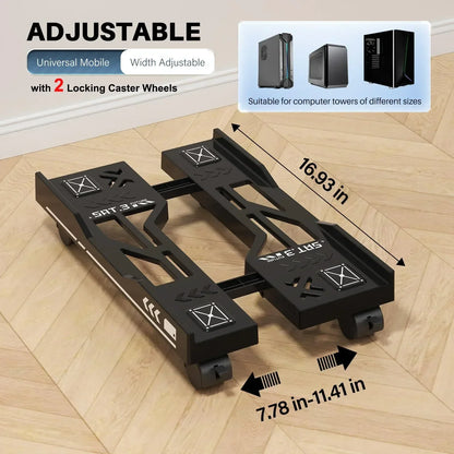 Adjustable Mobile PC Tower Stand with Wheels under Desk CPU Holder Adjustable Stable Mobile Computer Host Stand for Home Office - Urbizia