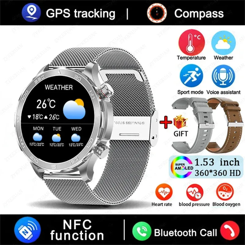 2026 New GPS Smart Watch Men AMOLED Screen Always Show Time Heart Rate IP68 Waterproof Bluetooth Call Sports Fitness Smart Watch - Urbizia