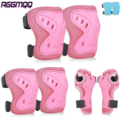 6PCS Kids 3-10 Years Knee Elbow Pads Guards Protective Gear Set for Roller Skates Cycling Bike Skateboard Scooter Riding Sports