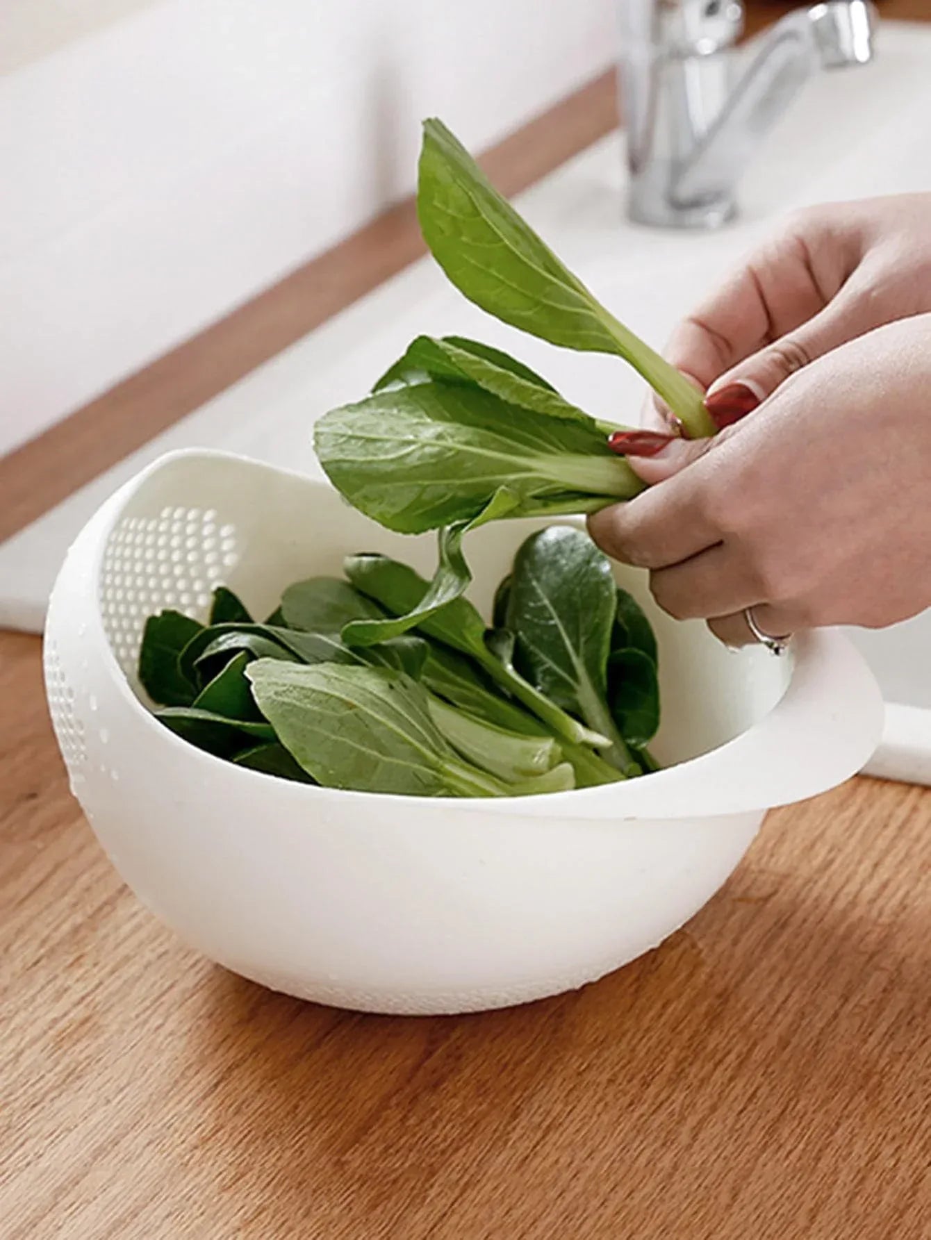 Multi-Purpose Rice & Fruit Drain Basket with Handle