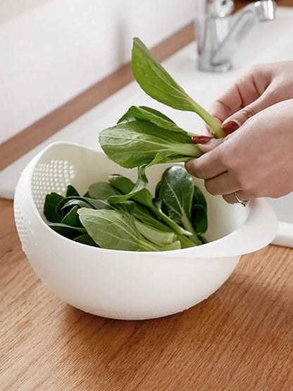Multi-Purpose Rice & Fruit Drain Basket with Handle