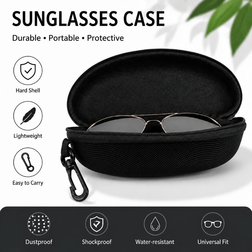 Portable Zipper Sunglasses Protector Box Eye Glasses Case Box Travel Pack Glasses Case Accessories with Hook