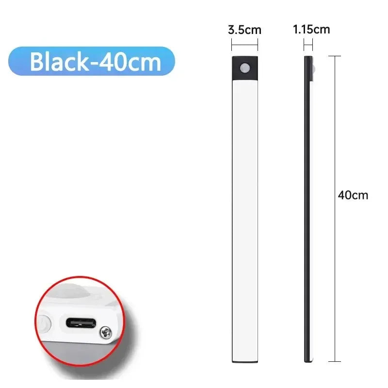 LED Cabinet Light USB Type-C Rechargeable Motion Sensor Led Lamp for Kitchen Wardrobe Cabinet Lighting 20cm/30cm/40cm/50cm/60cm - Urbizia