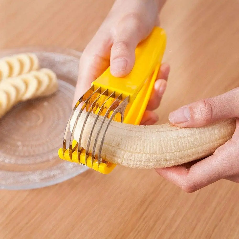 Banana Slicer,ABS + 304 Stainless Steel Fruit Salad Peeler Cutter Kitchen Tools For banana, hotdog, strawberry,cucumber