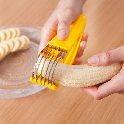 Banana Slicer,ABS + 304 Stainless Steel Fruit Salad Peeler Cutter Kitchen Tools For banana, hotdog, strawberry,cucumber