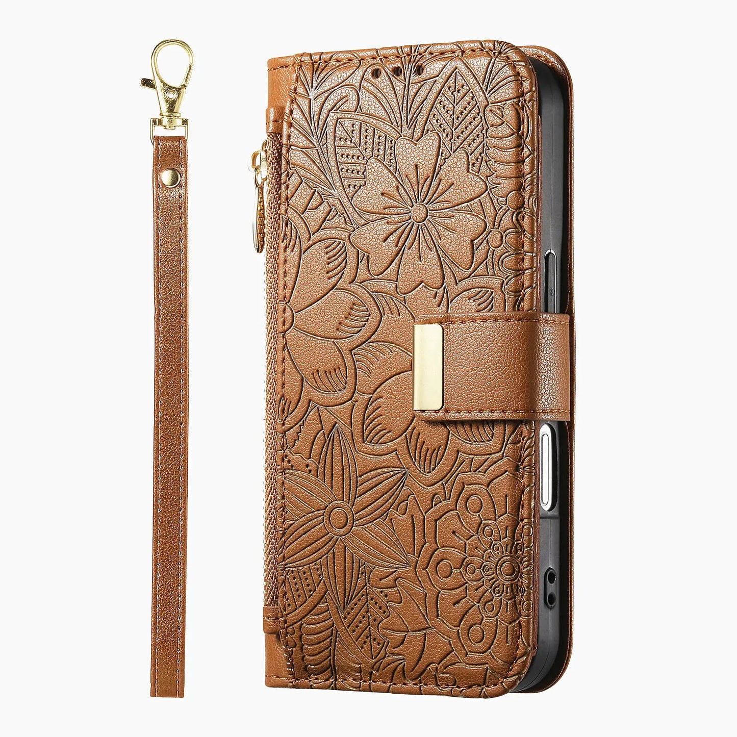PU Leather Zipper Crossbody Flip Wallet Card Slot Phone Case For Samsung Galaxy S26 Plus S26 Pro S26 Ultra A57 Wrist Strap Cover
