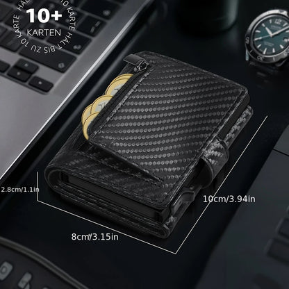Slim RFID Blocking Men's Wallet with Pop up Card Holder Automatic Credit Card Case
