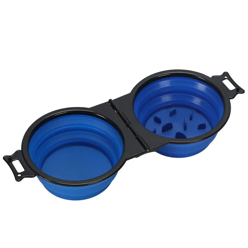 1-piece 2-in-1 Foldable Dual Bowl Feeding Bowl Portable Outdoor Travel Dog Cat Drinking Bowl Pet Supplies Outdoor Feeding Water - Urbizia