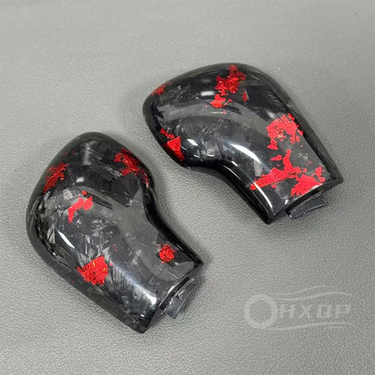 Leather Shift Knob Gear Side Cover DSG Emblem For VW Golf 6 7 R GTI Passat B7 B8 Upgrade the Red Forged Carbon Fiber Material