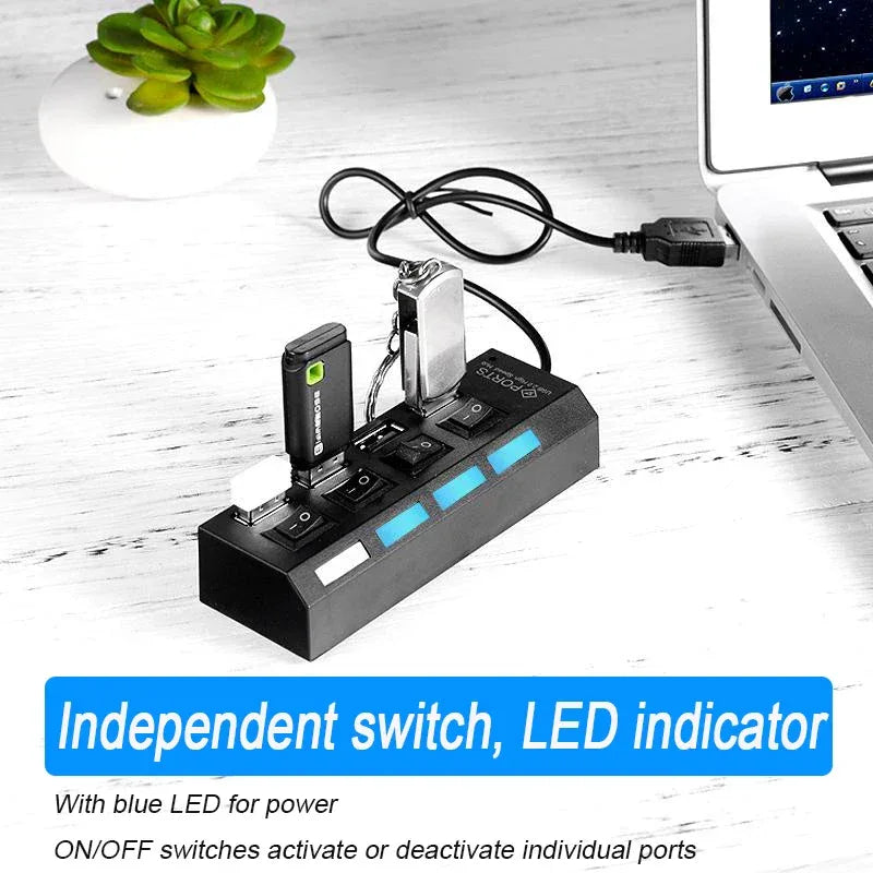 USB 2.0 4/7 Port Multi USB Hub Splitter with Switch