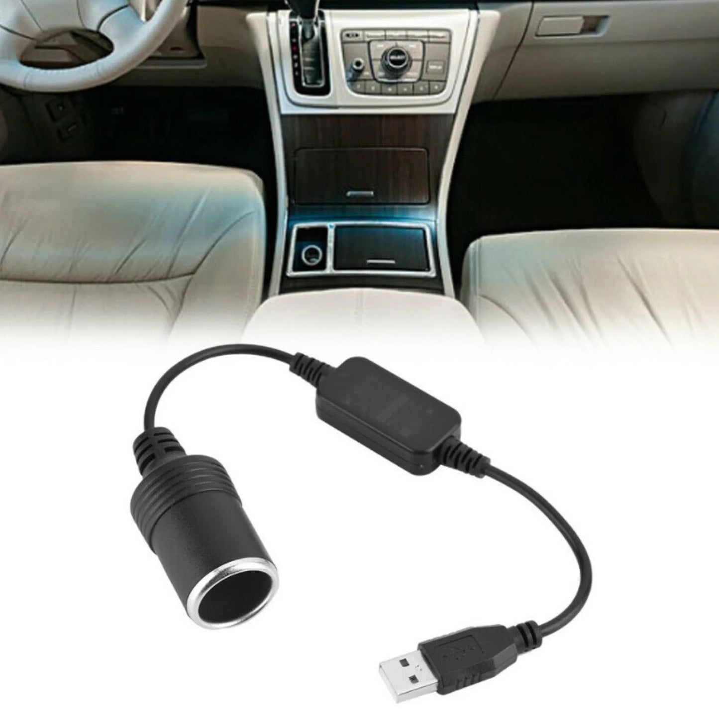 34.5cm USB 12V Car Voltage Conversion Socket Power Adapter Charger Cable Line I