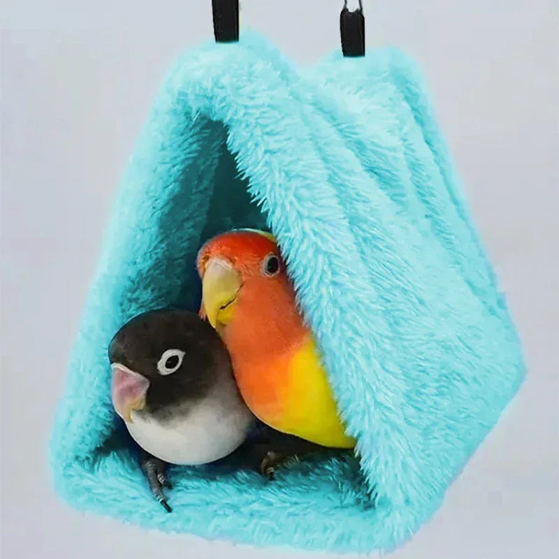 Winter Pet Bird Parrot Cages Warm Plush Hammock Hut Tent Bed Hanging Cave for Sleeping and Hatching Bird Accessories - Urbizia