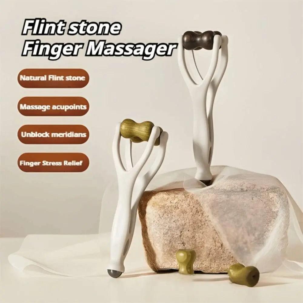 Solid Wood Finger Massage Roller with 360° Rollers Clip Design Finger Massager Acupressure Stick for Hand Meridian Relief