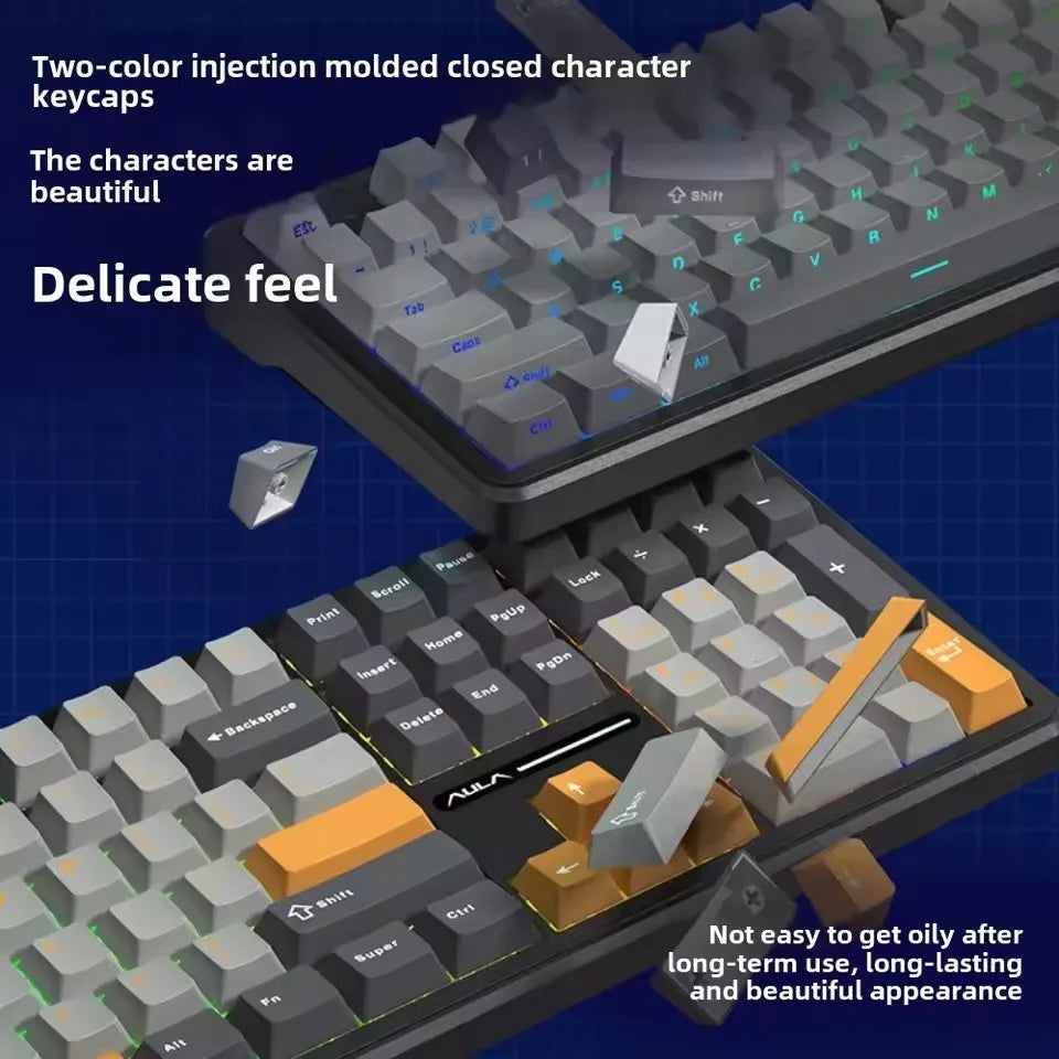 AULA F108 Pro Gaming Mechanical Keyboard Tri Mode Custom Multi-Knob Screen RGB Esports Wireless Keyboard with TFT Smart Display