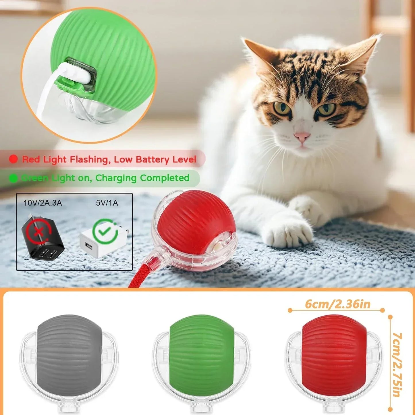 Dog Cat Interactive Ball Toy Automatic Rolling Ball Faux Tail Rechargeable Smart Pet Electric Toy Dog Cat Training Imitate Mouse - Urbizia