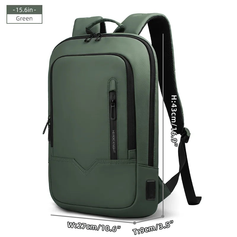 Heroic Knight Thin Male Work Backpack Multifunctional Fashion 15.6 In Laptop Backpack Casual Waterproof Business Travel Daypack