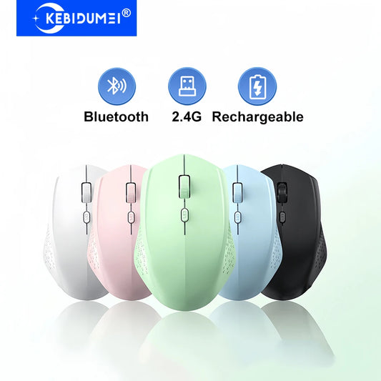 KEBIDUMEI Dual-Mode Bluetooth Mouse 2.4G Wireless Mouse Silent Mouse Rechargeable Gaming Mouse Mice For PC Laptop Windows MacOS