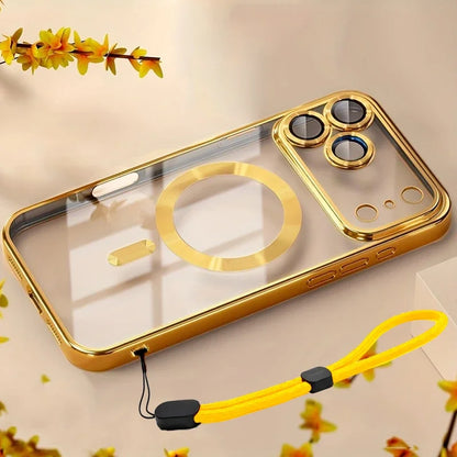 Luxury Magnetic For Magsafe Phone Case For iPhone 18 Promax 17 Air 16 15 14 13 12 11 Pro Max Plating With Hand Rope Back Cover