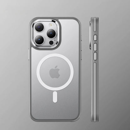 Luxury Anti-Slip Translucent Shockproof Armor Case For iPhone 15 16 17 18 Pro Max For Magsafe Magnetic Wireless Charge Cover