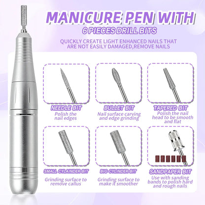 45000RPM Electric Nail Drill Machine With LCD Display Rechargeable Nail File Nails Accessories Gel Nail Polish Sander Low Noise
