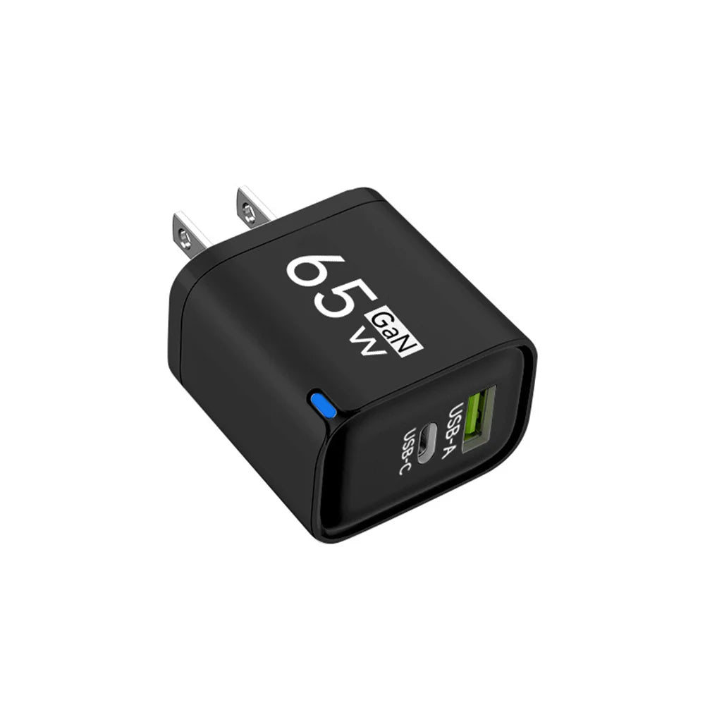 65W GaN Type C USB Fast Charge Chargers Dual Ports Cellphone Power Adapter For Samsung Huawei Xiaomi iPhone USB C Wall Charger