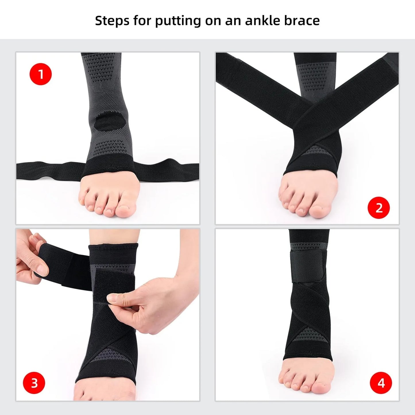1Pcs Adjustable Ankle Brace Compression Sleeve, Arch Support & Foot Stabilizer, Elastic Wrap for Plantar Fasciitis, Achilles