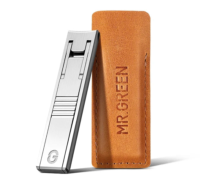 MR.GREEN Ultra Thin Nail Clippers Portable Nail Cutters With Cow Leather Cover Superior Texture Stainless Steel Manicure Tool