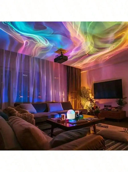 2026 2-In-1 Aurora 3D Ocean Wave Projector, 16 Color RGB Mood Lamp With Remote, Dynamic Northern Lights Water Ripple