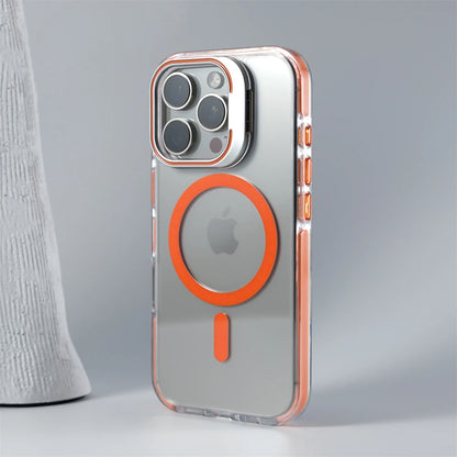 Luxury Lens Holder Shockproof Magnetic Case For iPhone 16 15 14 Plus 13 12 17 Pro Max 17Air 16e Magsafe Fashion Clear Cover