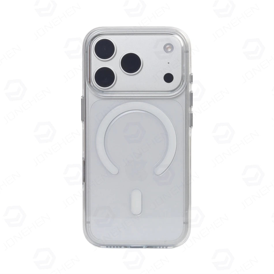 Plum Color Crystal Transparent Magnetic Case For iPhone 16 17 18 Pro Max Shockproof Smooth Clear Camera Button Cover For Magsafe