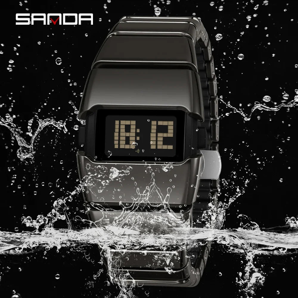 SANDA 9504 Retro Electronic Watch 5ATM Waterproof Night Light Display Snooze Alarm Clock Stopwatch Men's and Women's Watches2026