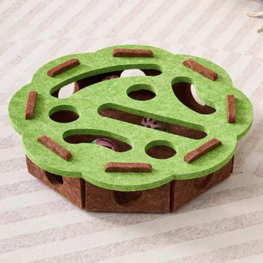 Pet Cat Puzzle Maze Holes Toys Felt Box With Bell Ball Kitten Playing Toys Interactive Funny Cat Supplies - Urbizia