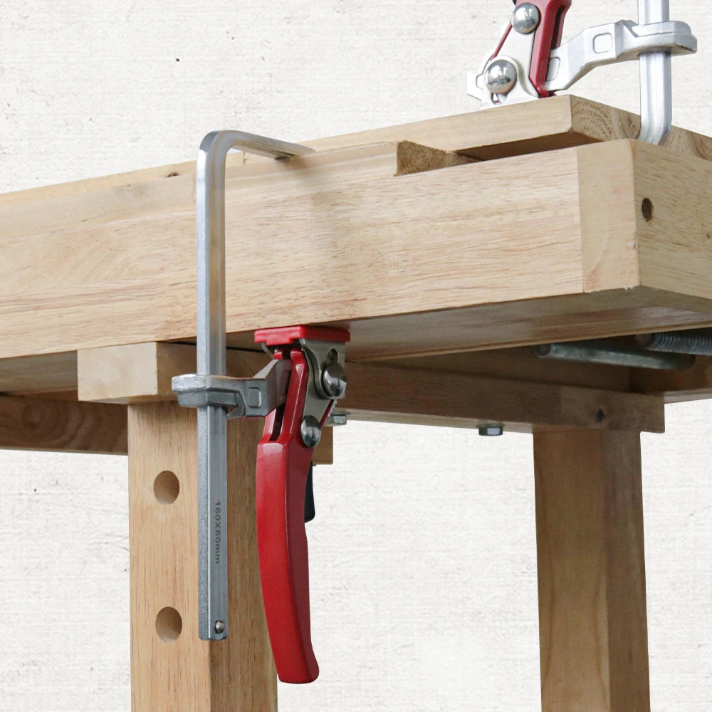 Allsome 2pcs Ratcheting Table Clamp, Quick Release Clamp For MFT and Guide Rail System, Bar Clamp