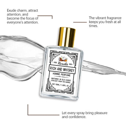 ROXELIS 50ml Rich And Whiskey Homme Perfume Long-lasting Fragrance,Enhance Personal Charm, Confidently Show Style and Elegance