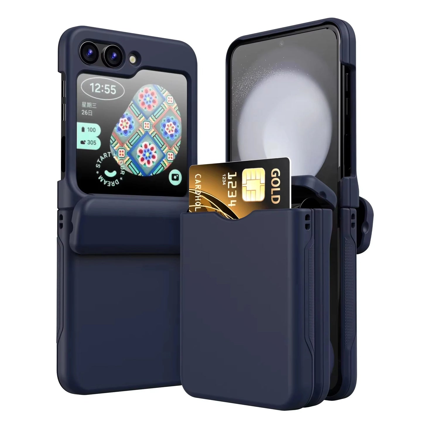 Flip Cover Card Insertion Phone Case For Samsung Galaxy Z Flip 8 Galaxy Z Flip 7 5 4 6 Shockproof Fall Prevention Phone Cover