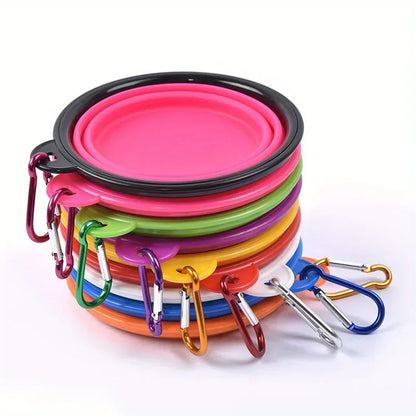 Dog Folding Bowl Portable Dog Travel Bowl Dog Food Water Bowl for Outdoor Walking Silicone Dog Food Water Bowl with Bowl Lip - Urbizia