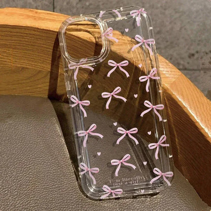 Heart Bow Shockproof Soft Clear Case for iPhone
