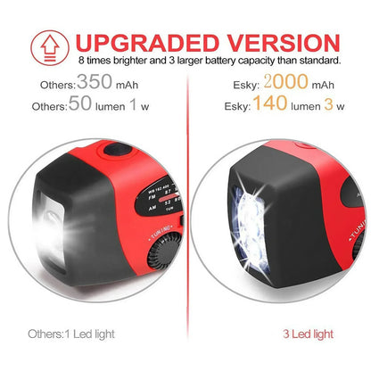 STONEGO Multifunctional FM Radio Outdoor Emergency Hand-crank Generator Solar Mobile Phone Charging Lighting Table Lamp - Urbizia
