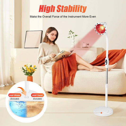 275W Adjustable Infrared Heat Lamp for Muscle&Joint Pain Relief, 360° Rotatable Infrared Baking Light, 0-115℃ Temp Control