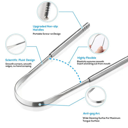 Premium Metal Tongue Scraper – 1 or 3 Pieces - Urbizia