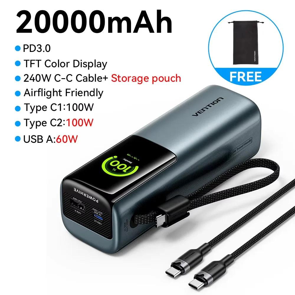 【CCC Certification】Vention 165W Power Bank 20000mAh PD Fast Charger for Laptop Portable 3C Powerbank for iPhone 17 Samsung S25