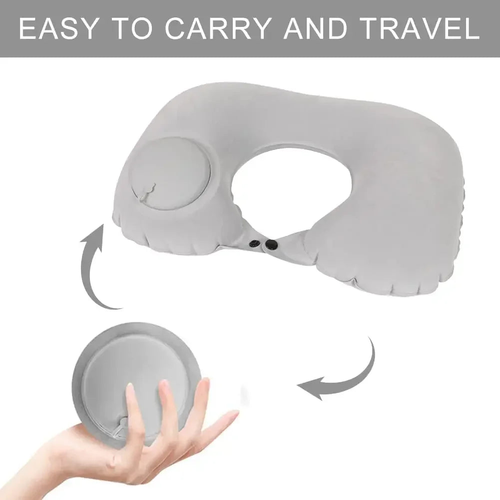 U-Shaped Inflatable Travel Pillow Portable Air Neck Support Cushion Comfortable Sleeping Press to inflate pillow neck pillow
